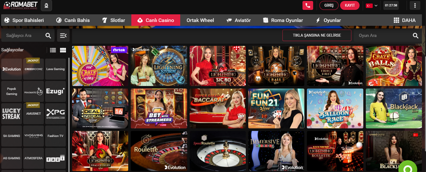 romabet canlı casino oyunları resimi